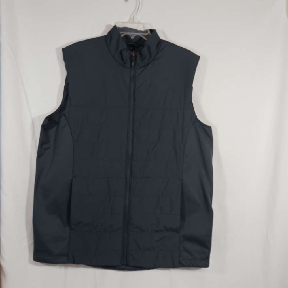 Port Authority Puffer Vest Mens XL Gray Excellent BNSF Railway Logo Full Zip